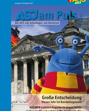 Titelbild ASJ am Puls 1-2017: XÜ vor dem Reichstagsgebäude