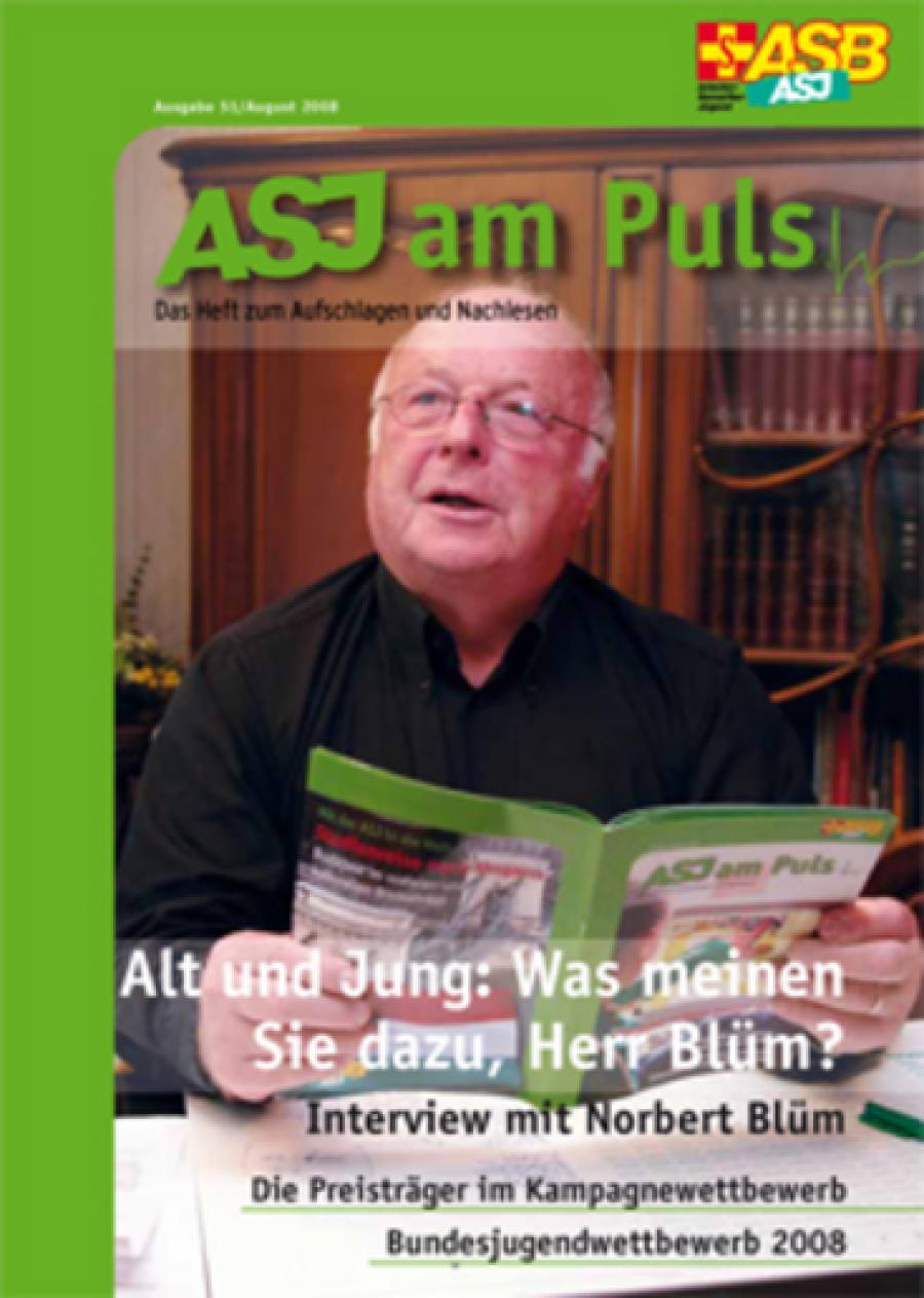 Titelbild ASJ am Puls 2-2008, Norbert Blüm liest ASJ am Puls