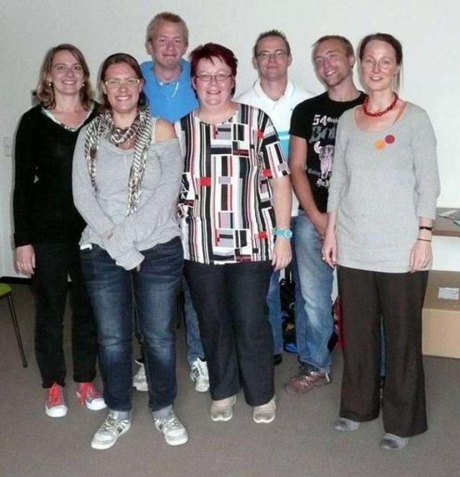 Die Teilnehmer am Seminar: Nadja Gropp, Anita Terborg, Paul Krell, Dorit Klemm, Stephan Kühne, Christian Friedrich und Frau Sorge-Werres (von links nach rechts). Gruppenbild der Seminarteilnehmer