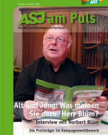 Titelbild ASJ am Puls 2-2008, Norbert Blüm liest ASJ am Puls