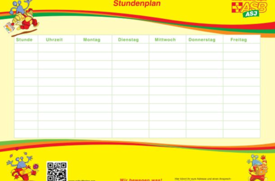 Vorderseite des ASJ-Stundenplans